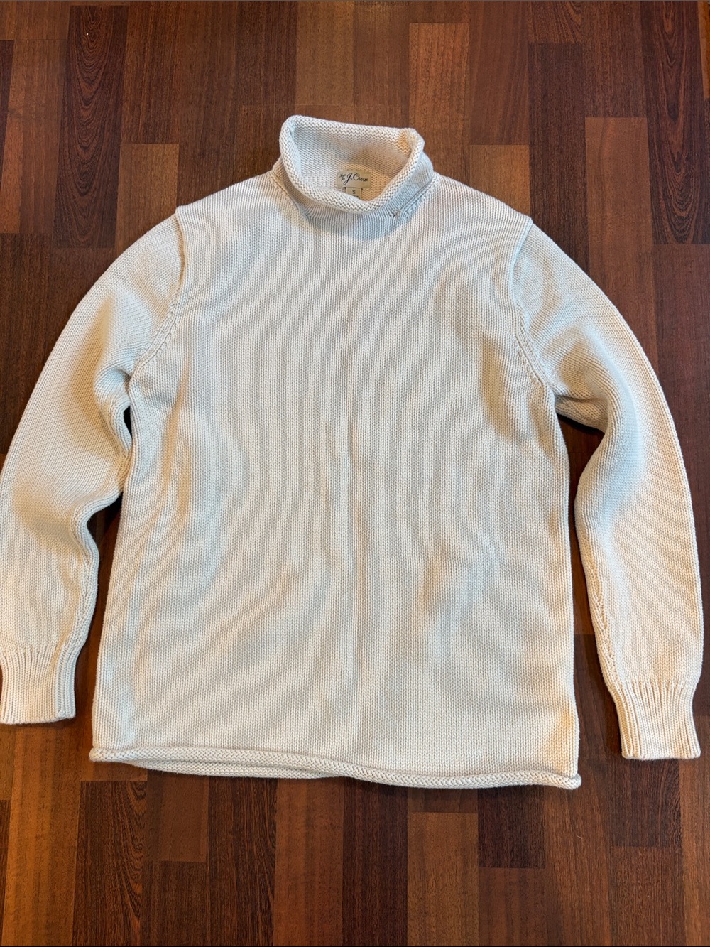 J Crew roll neck cotton knit sweater cream size small